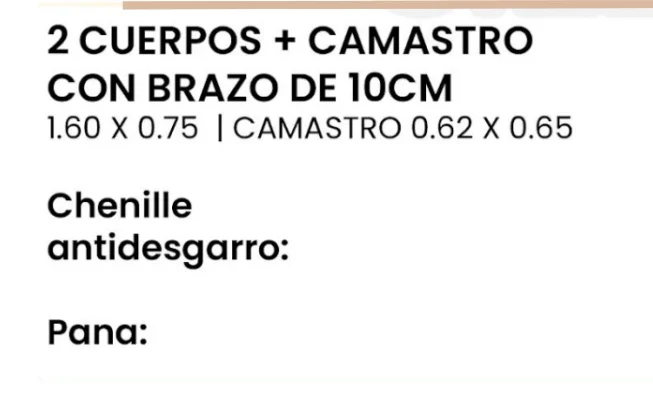 Imagen 2 de 2 Cuerpos + Camastro con brazo de 10cm