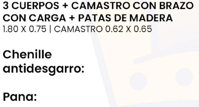 Imagen 2 de 3 Cuerpos + Camastro con Brazo con Carga + Patas de Madera