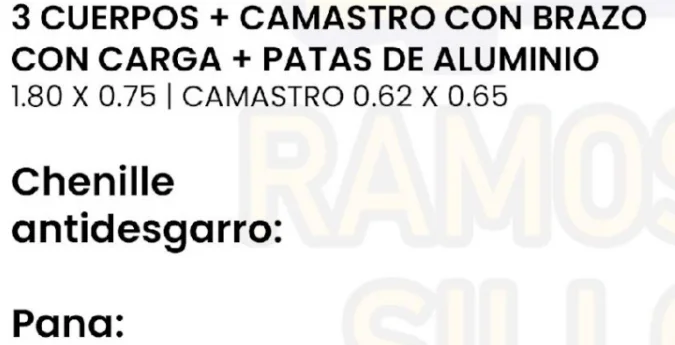 Imagen 2 de 3 Cuerpos + Camastro con Brazo con Carga + Patas de Aluminio
