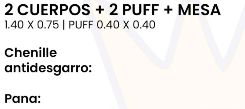 Imagen 2 de 2 Cuerpos + 2 Puff + Mesa